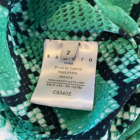 Sandro Paris Coulevre Python Silk Snap Front Blouse Small - Picture 6 of 11